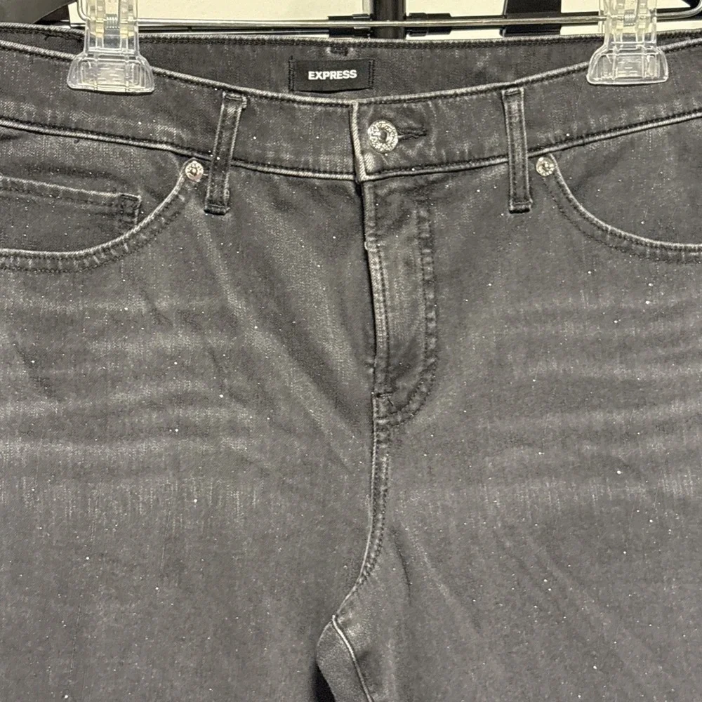 Express Legging Mid Rise  Jeans Womens 12R Black faded Wash Stretch sparkle